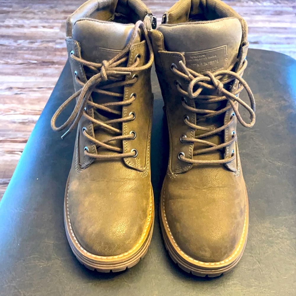 Olive green Wedge booties